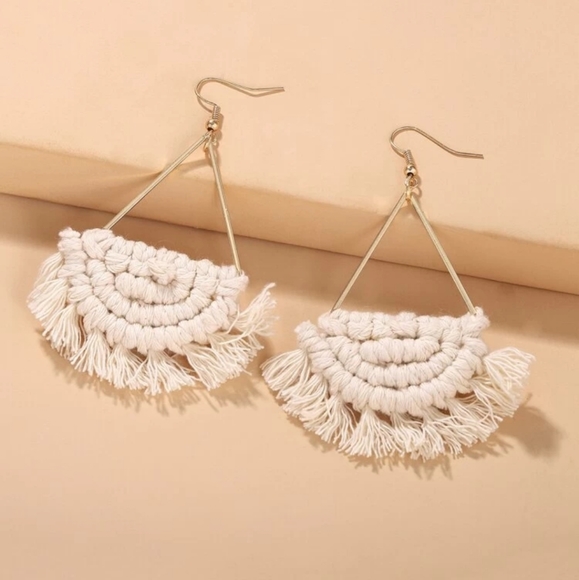 BOHO WOVEN TASSEL EARRINGS - Picture 2 of 2